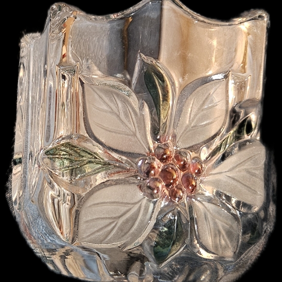 Two Christmas candle holders, one with red poinsettia design and the other Bells - Picture 10 of 15